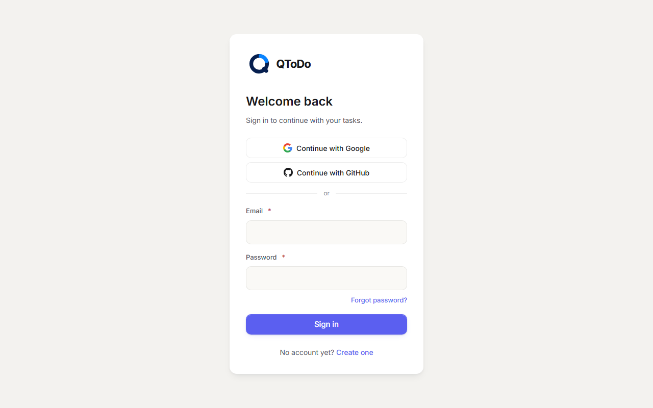 QToDo 登录页面截图